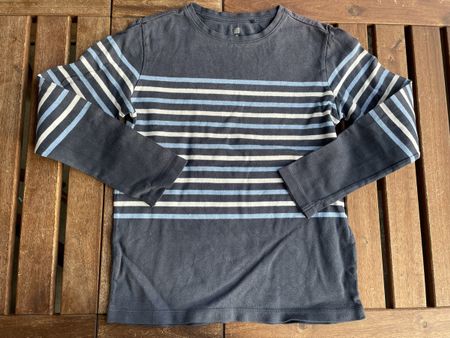 Uniqlo Langarmshirt Gr. 150, blau gestreift