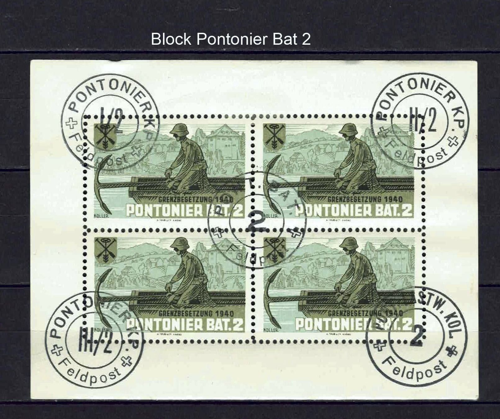Alle Briefmarken: Block Pontonier, Bat 2, 2. WK – Gebraucht aus Basel von Pfefferschootte