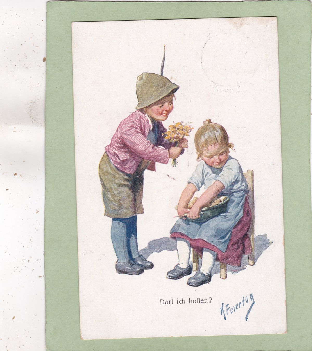Cartoline postali: Kitsch Kinder  Darf ich hoffen? 1919 – Usato da Herisau venduto da Lisegrat2008