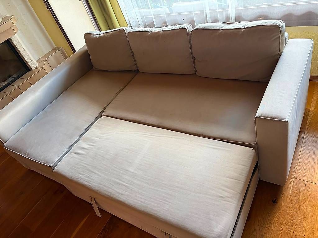 Sofas: Bettsofa gebraucht mit grossem Staufach, beige – D'occasion à Triengen par charlie910 2