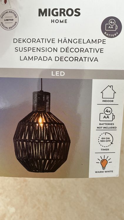 2x Hängelampe schwarz Migros Home Dekolampe LED NEUWARE! 1