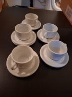 5er Set Kaffeetassen mit Untertellern, Weiss, Top!
