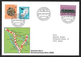 Eisenbahn Sonderbrief Bahnpost Bern-Schwarzenburg 26.5.1995