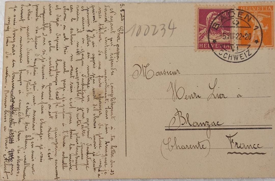 Cartoline postali: KLOTEN - 1922 – Usato da Delémont venduto da Domdom1 1