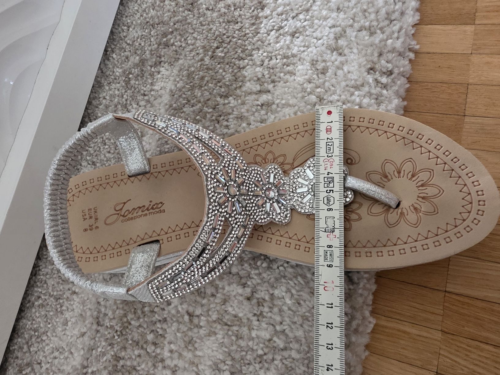 Damenschuhe: Sandale silber Grösse 39 Glitzer Schmucksteine  – Gebraucht aus Laufenburg von may_r2st 3