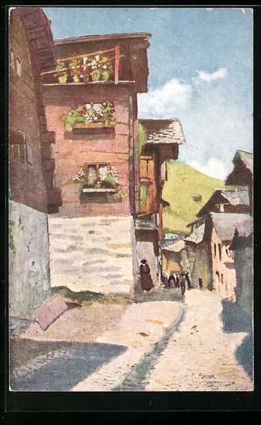 Cartoline postali: Strassenpartie in Grimentz, Pro Juventut – Usato da Berlin venduto da bartko-reher