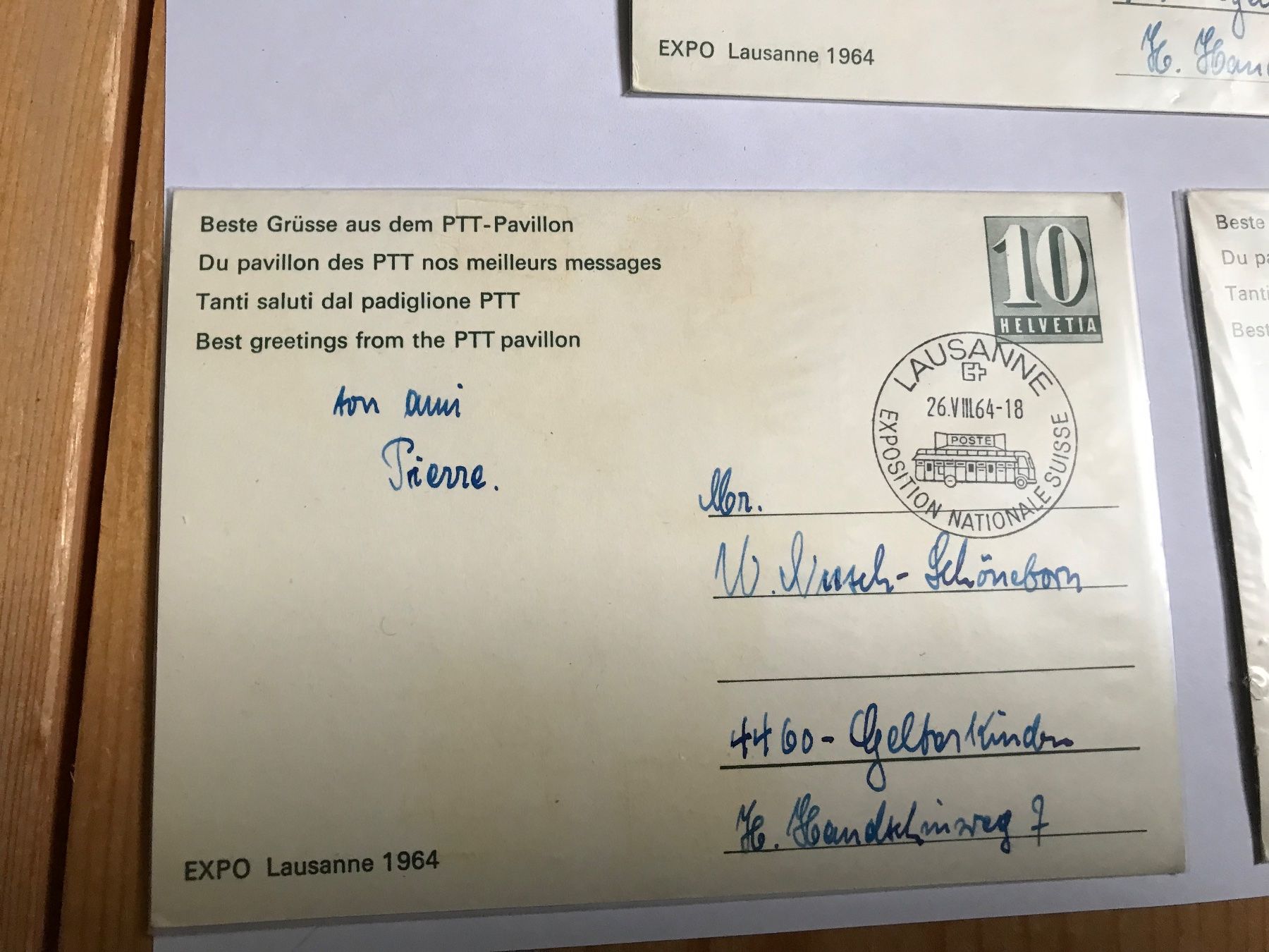 Tutti i francobolli: briefmarken, schweiz, 3 postkarten, 26.8.1964 – Usato da liestal venduto da makai05 5