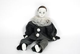 Pierrot-Puppe aus Porzellan, handbemalt