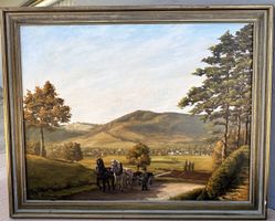 ✨ Signiertes Vintage-Ölgemälde – Landschaft mit Pferdegespan
