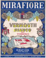 Etikette (gross) - Vermouth Bianco di Torino "Mirafiore" /bd