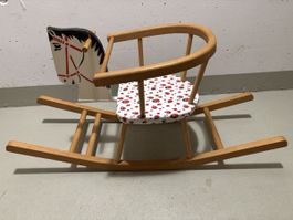 Kinder Schaukelpferd Holz mit Marienkäfer Muster Sitz