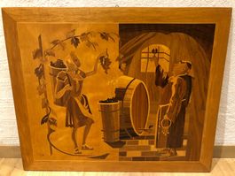 Intarsien Bild "Weinernte", von Hand gefertigt