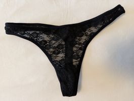 Damen Slip Tanga Spitze Schwarz