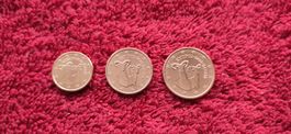 Euromünzen Zypern 2023, lose, 3 Münzen, 1, 2 und 5 Cent