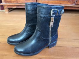 Chocolate Blanko Biker Boots Leder schwarz 37 Wide Fit NEU