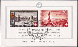 1942, Bundesfeierblock ll Nr. B19, Ersttag GENÈVE 15.Vl.42.