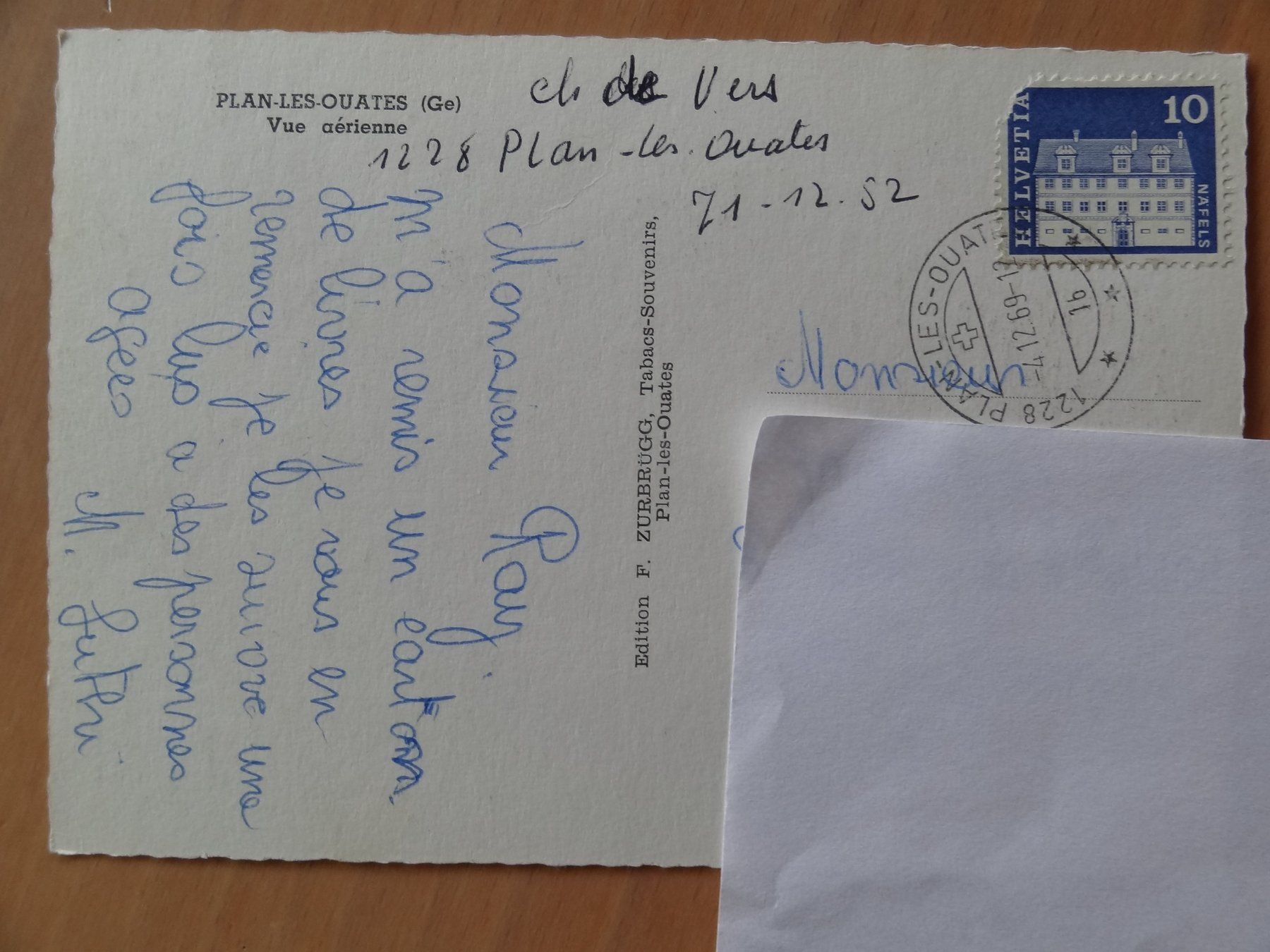 Cartoline postali: Plan les Ouates - Genève - 1969 – Usato da St Léonard venduto da Riglin 1