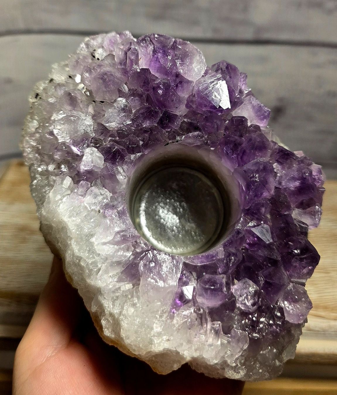 Minerali & Pietre curative: Amethyst Teelicht Halter H 940g – Nuovo e nell'imballaggio originale da Matzingen venduto da Shay_Crystalz