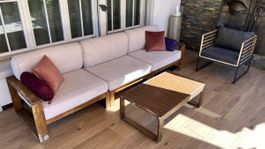 Garten Lounge Set Holz mit Tisch und Sessel gebraucht