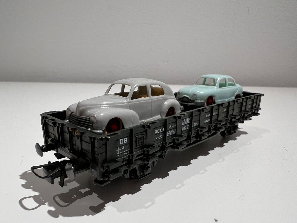 ROCO Spur H0 46031 Rungenwagen der DB mit 2 Autos ab 1.- ! (Gebraucht ...