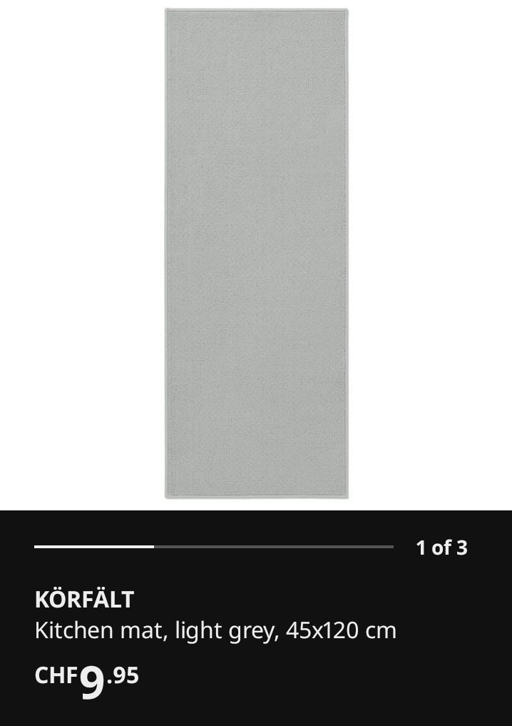 Ikea Küchengeräte: Light Grey Kitchen Mat - KÖRFÄLT - 45x120 cm - like new – Neu (gemäss Beschreibung) aus Zell ZH von and_c75b