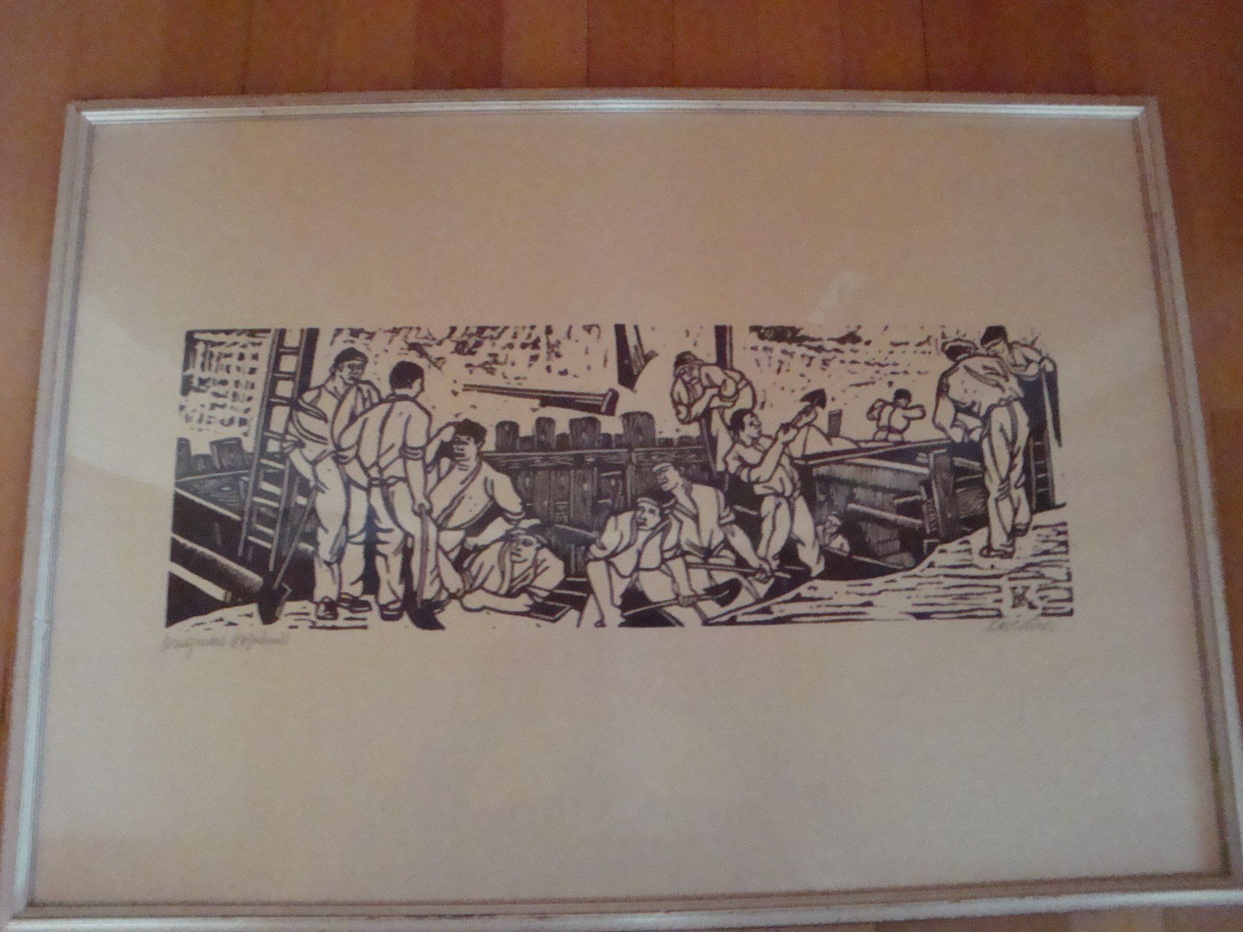 Xilografie: Druck Bauarbeiter – Usato da scharnachtal venduto da Riso500
