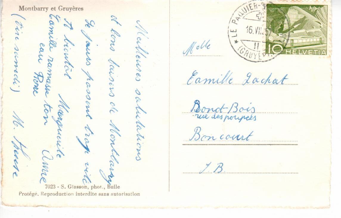 Cartoline postali: Montbarry et Gruyères – Usato da Wolhusen venduto da Curver9 1