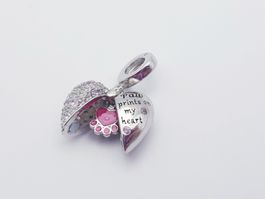 Charm Herz & Pfote (925 Sterling Silber)