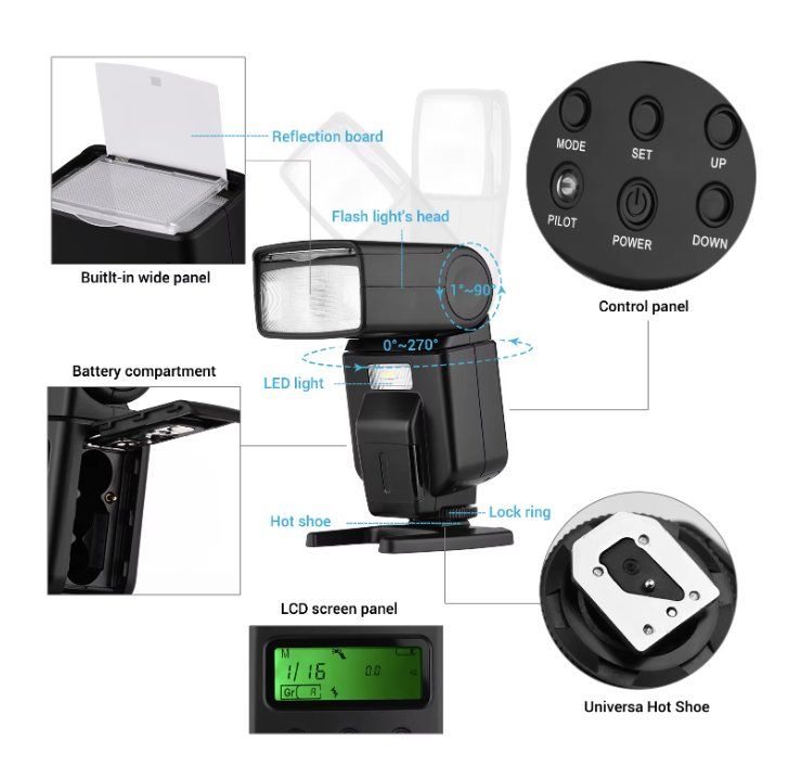 Flash: Universal Blitz Speedlite für DSLR-Kameras – Nuovo e nell'imballaggio originale da Geneve venduto da Titi2008 5