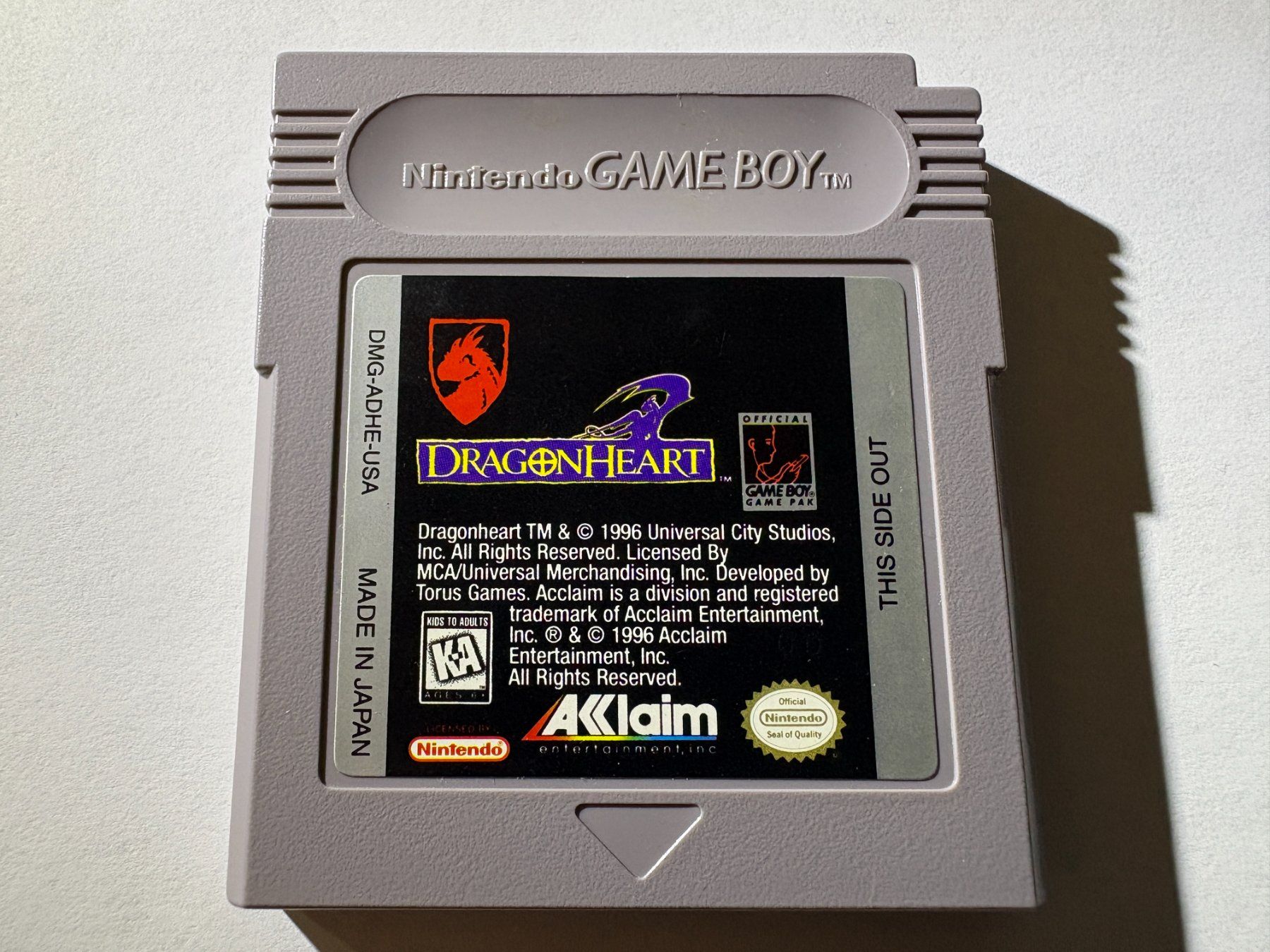 Nintendo Giochi: DragonHeart - Nintendo Game Boy - USA Modul – Usato da Zürich venduto da VintagePalace