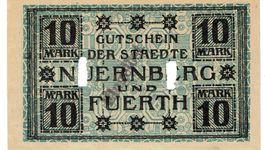 Nürnberg,Fürth 10 Mark entwertet 23.10.1918 VZ+-VZ++
