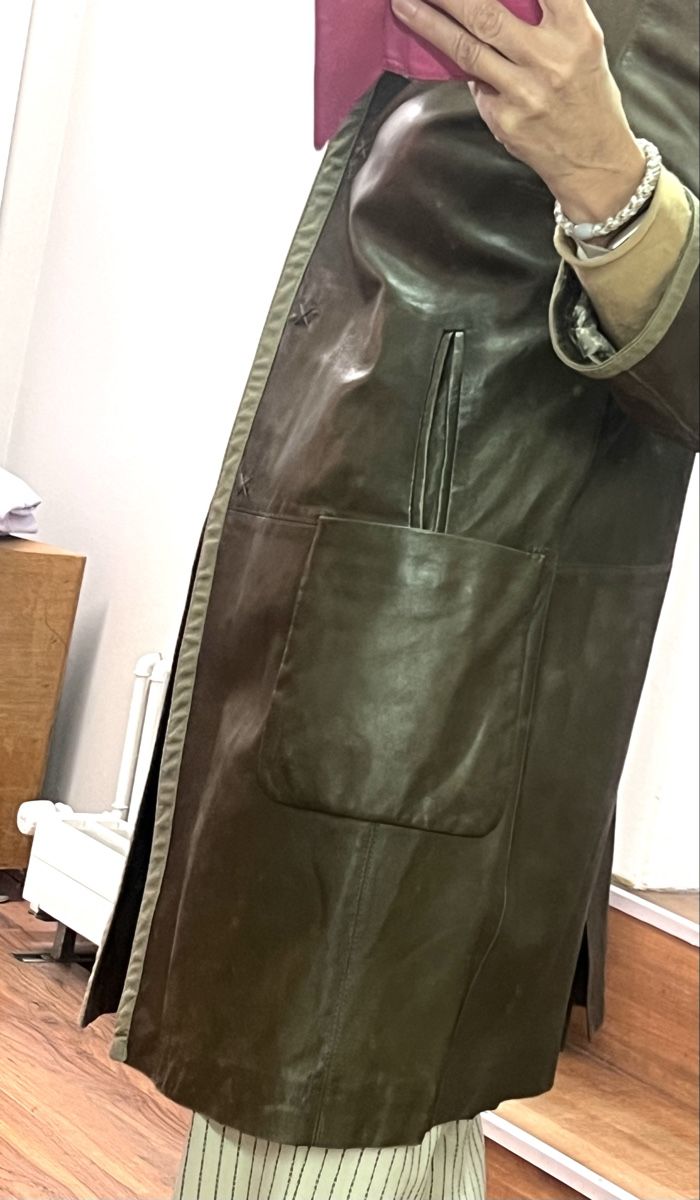 Max Mara Cappotti: MaxMara Weekend Ledermantel Gr36 oliv Zeitloser Chic! – Usato da Burgdorf venduto da puppennetz 2
