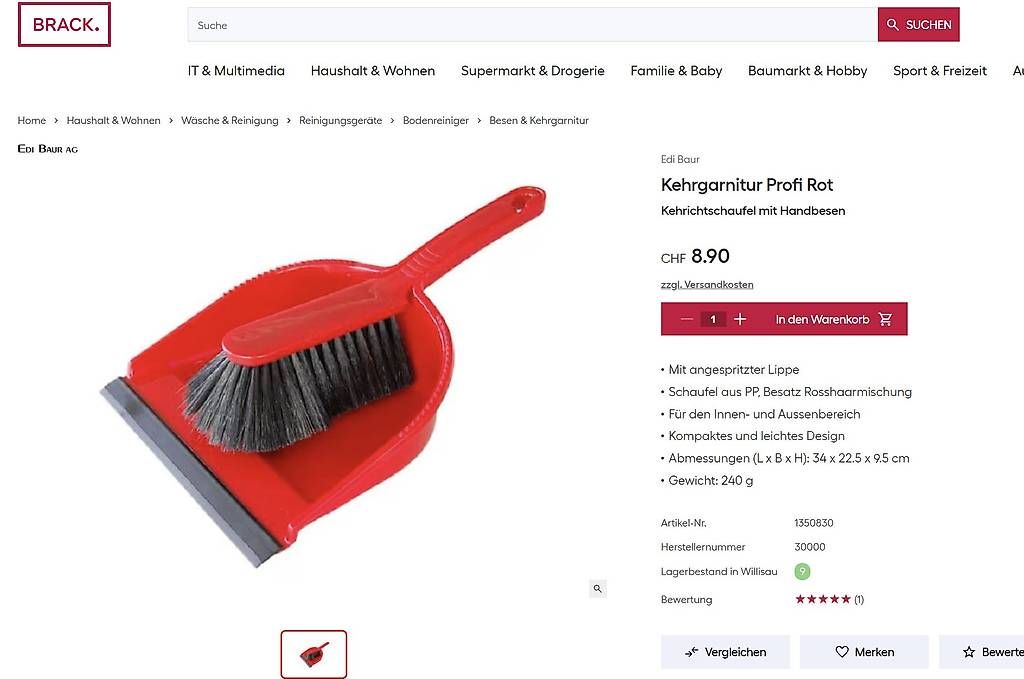 Altro per la casa: Roter Kehrgarnitur Set, Besen mit Schaufel – Usato da Oberrieden venduto da fab_vl9n 2