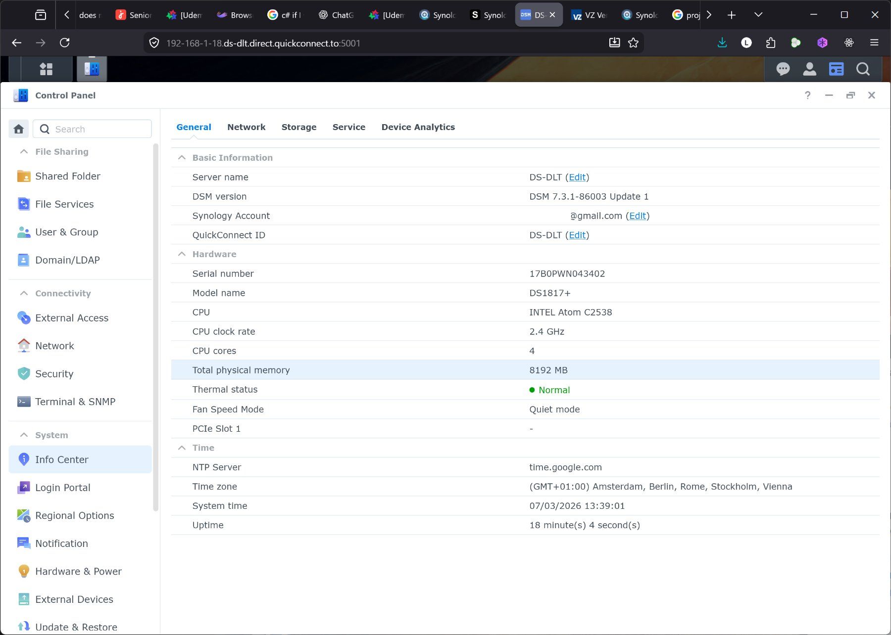 Synology Server: Synology Diskstation DS1817+ mit 8GB RAM – Gebraucht aus Zürich von Lock5151 3
