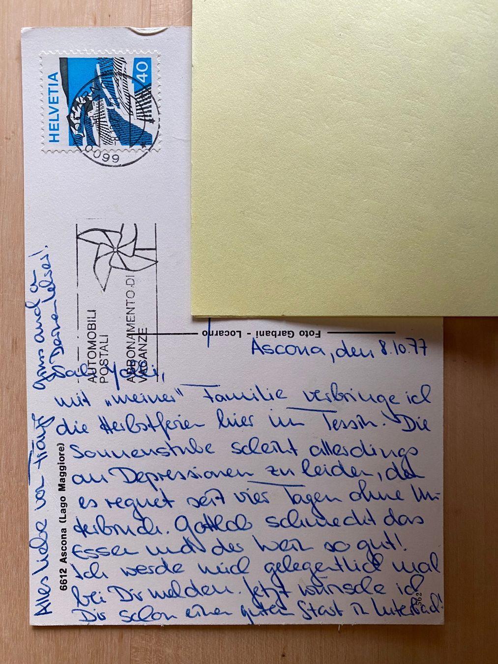 Cartoline postali: AK Ascona TI (1977) – Usato da deitingen venduto da popcorn02 1