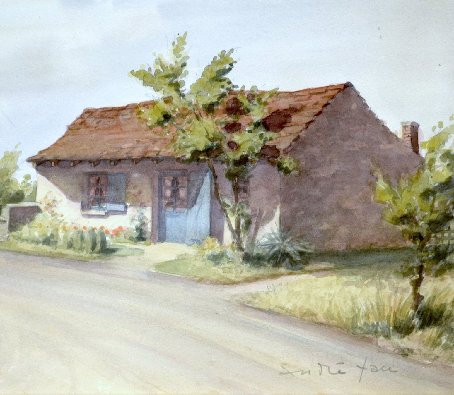 Gemälde: FAU André Post-Kubismus Landschaftsgemälde Aquarell antik – Gebraucht aus Zürich von kunstarchiv.online 2