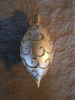 Schöne Weihnachtskugel Glas Tropfenform, Mundgeblasen, gold