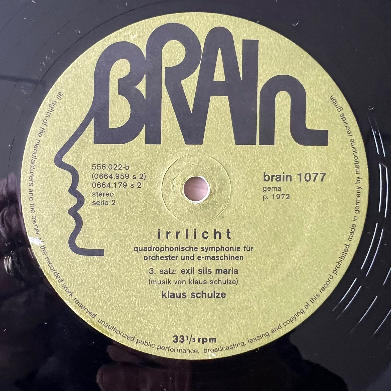 Dischi in vinile: Klaus Schulze - Irrlicht / D-Press. 1975 – Usato da Gais venduto da soundcave57 3
