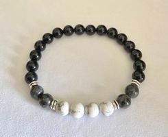 Männer Edelstein Armband Achat, Howlith, Larvikit auf Mass
