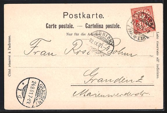 Cartoline postali: Lithographie Zürich, Seebrücke, Boote – Usato da Berlin venduto da bartko-reher 1