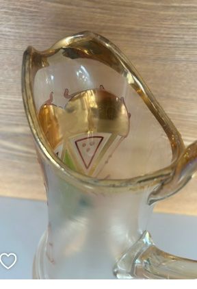Caraffe: Glass Jug with enamel design – Usato da Zollikon venduto da kmg1 3