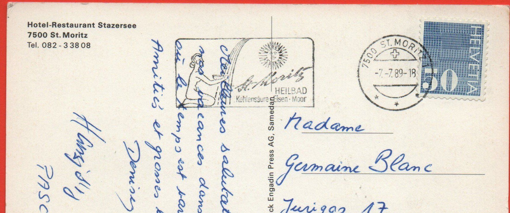 Cartoline postali: ST. MORITZ Hotel-Restaurant Stazersee – Nuovo (secondo la descrizione) da Jona venduto da philajona 1