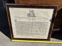 Antiker Zürcher Druck im Rahmen, datiert 1803, Rarität!