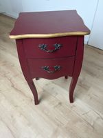 Roter Nachttisch im Vintage Stil, zwei Schubladen!
