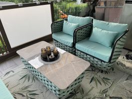 Garten Lounge 4-teilig mintgrün Neuwertig