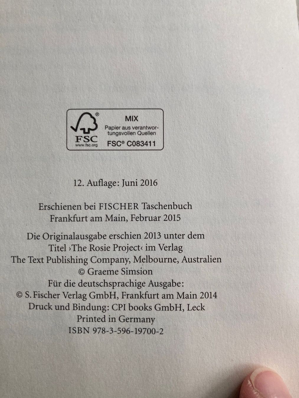 Bücher: Buch Das Rosie Projekt, Roman – Gebraucht aus Sargans von Pacor 2