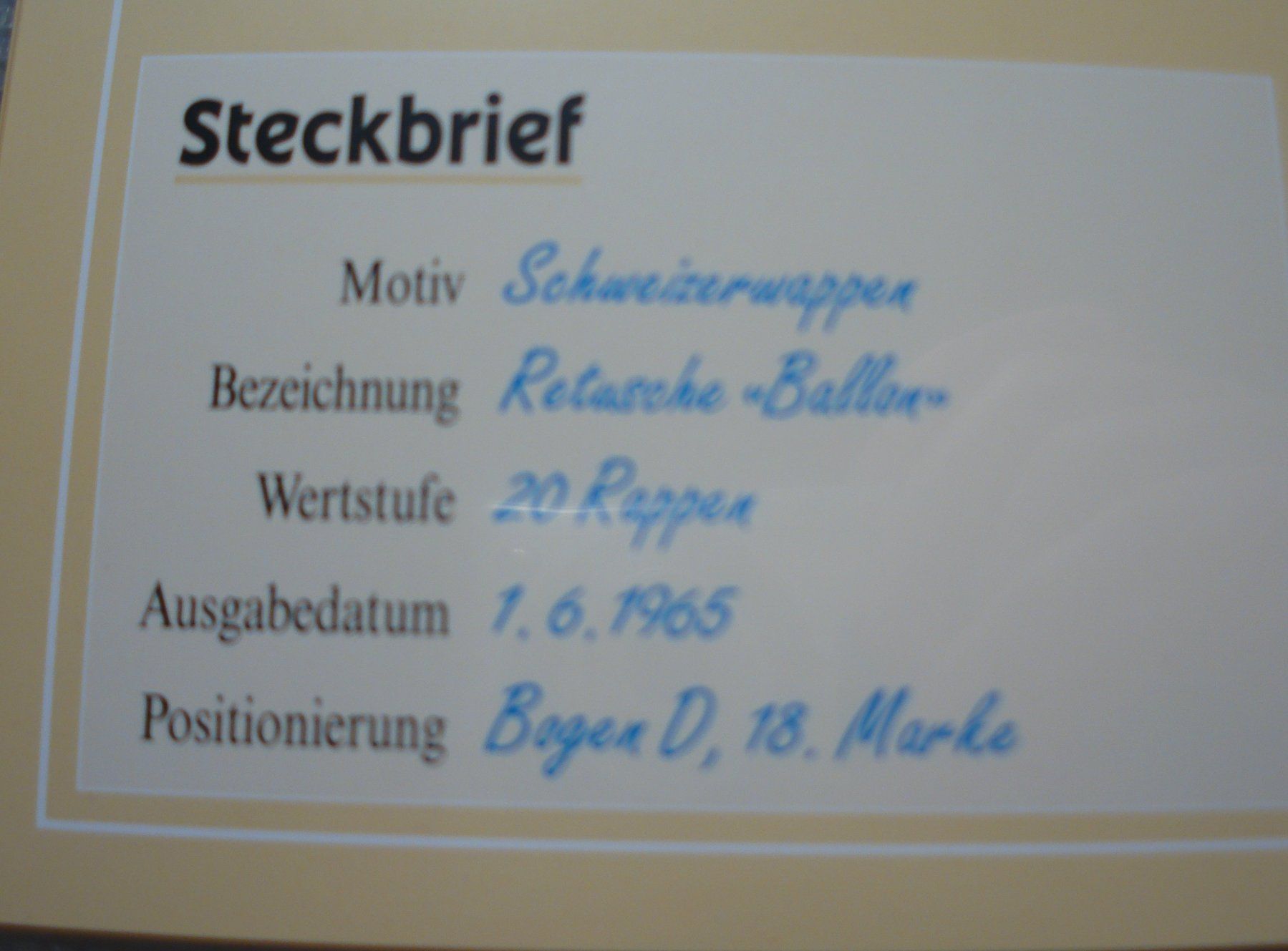 Alle Briefmarken: Abart Schweizerwappen, 1965**, "Retusche Ballon" – Gebraucht aus Niederwil AG von morostahu 2