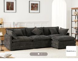 3-Sitzer-Ecksofa aus Chenille - mit modularer Fußstütze-Neu