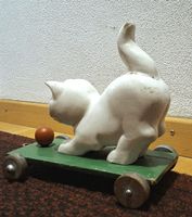 🤩antikes Holzspielzeug-Katze auf Rädern, Marke ARTINFANT  ♡