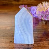 ✲ Blauer Spitzen Achat Mini Turm ✲ 36mm / Lace Agate Obelisk